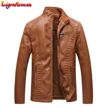 Модная брендовая мужская флисовая кожаная куртка пальто новые зимние мужские кожаные куртки мужские мотоциклетные теплые кожаные куртки HA177