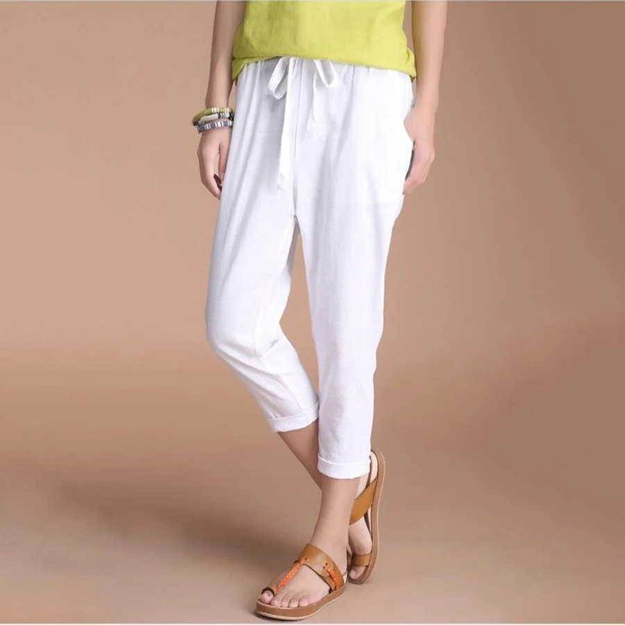 2017 New Arrival Casual High Waist Harem Elastic Capris Pants Women