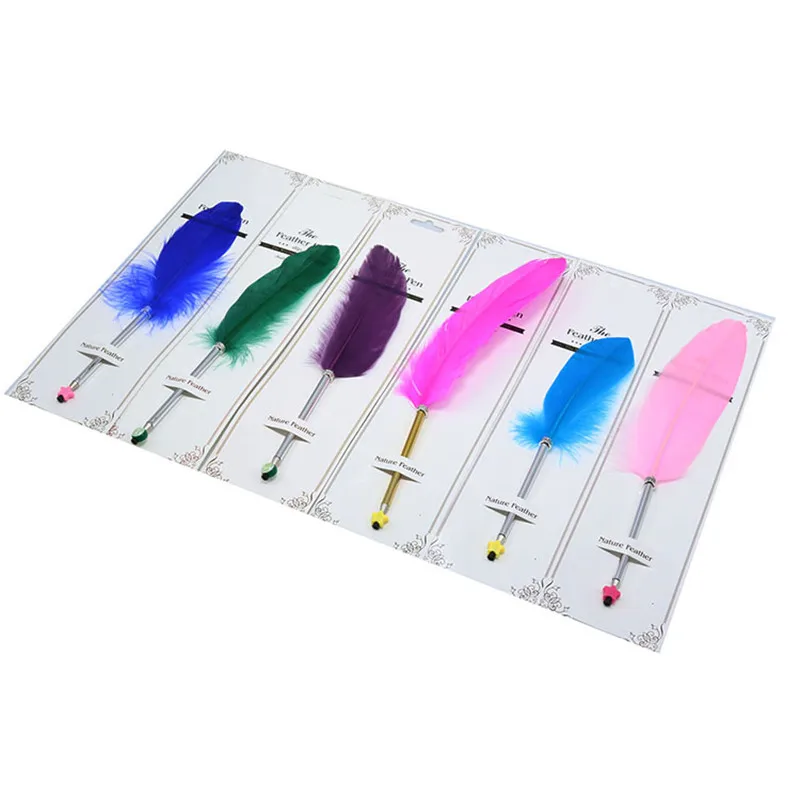 

10 pcs Beautiful Feather Pens Ballpoint Pen Writing For School Supplies Stationery Cheap Items Cute Kawaii Pen stationery items