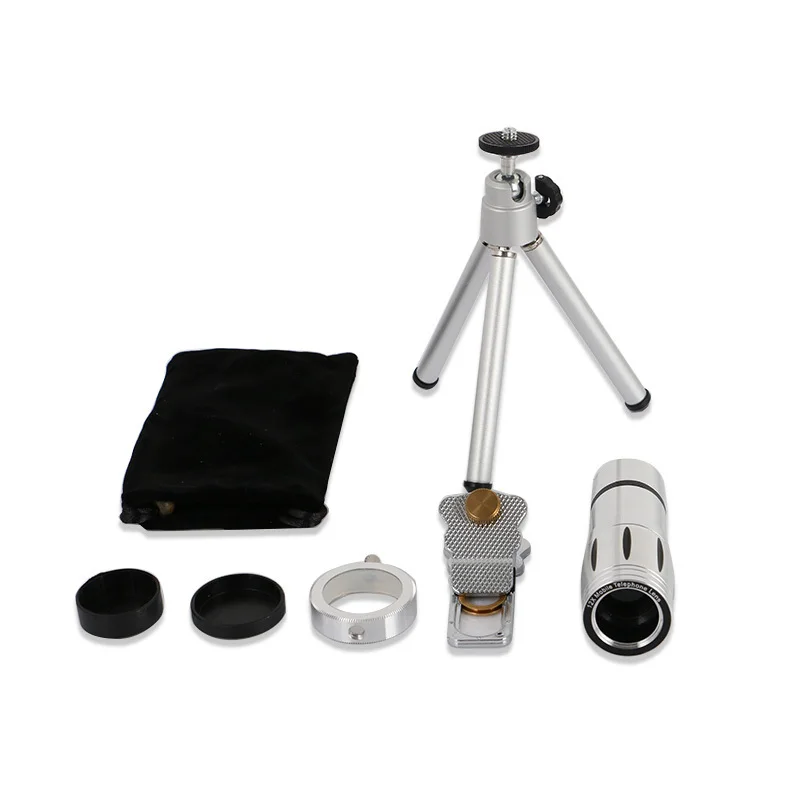 

12x Zoom Telephoto Lentes Microscope Fish eye Wide Angle Macro lens Telescope Camera Lenses kit Bluetooth Shutter For Cell Phone