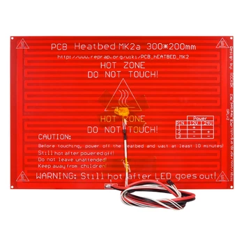 

3d printer parts 300*200*2.0 MK2A MK2B RepRap RAMPS 1.4 Heatbed MK2A with led Resistor and cable for Mendel 3D printer hot bed