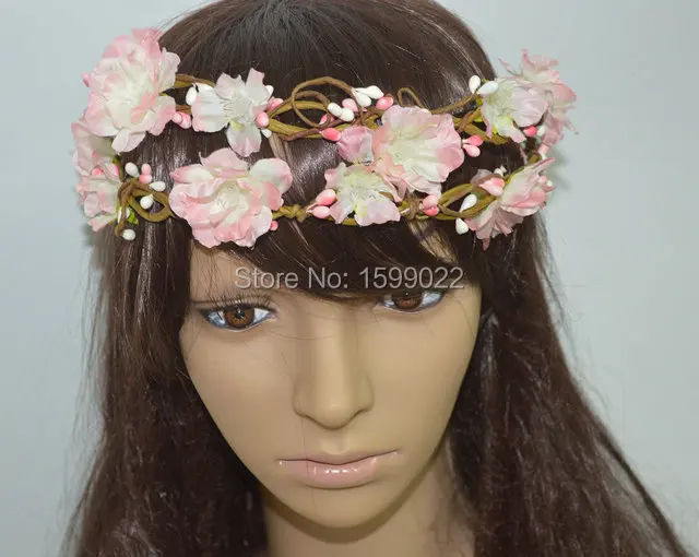 Vintage Zarten Rosa Blumenstirnband DIY Braut Reif Blume Haar-accessoires für Frauen Erwachsene Hochzeit Prinzessin Stirn crown Vintage Zarten Rosa Blumenstirnband DIY Braut Reif Blume Haar-accessoires für Frauen Erwachsene Hochzeit Prinzessin Stirn crown