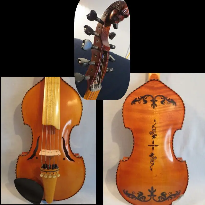

Baroque style SONG Brand master 5×5 string 14" Viola d'Amore,carving neck