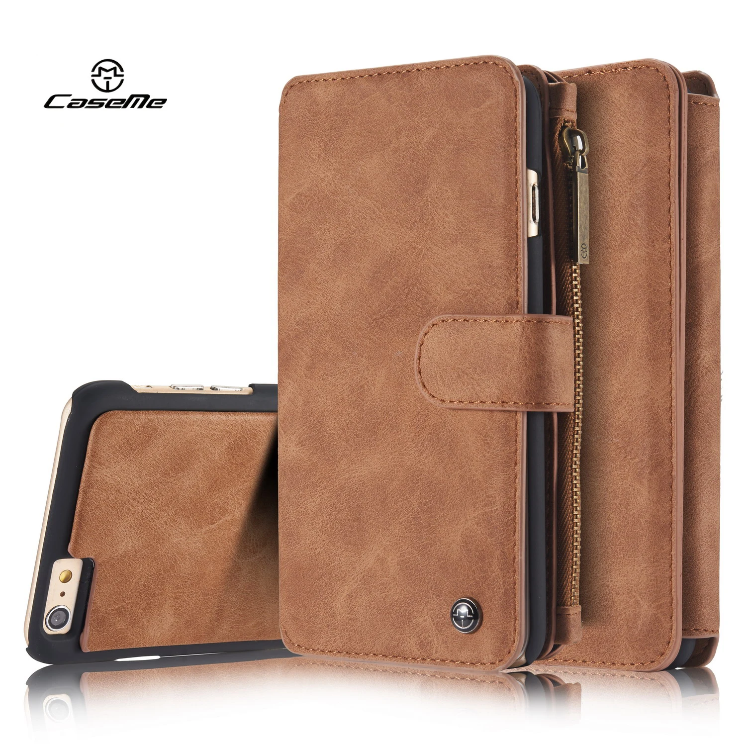 Original Caseme Retro Genuine Leather Wallet Case for iPhone SE 5 5s 6 6s plus Magnetic