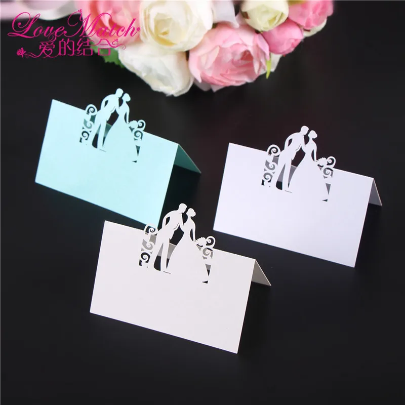 

40pcs Bride and Groom Laser Cut Place Cards Wedding Name Cards Guest Name Place Card Wedding Favors Decoration Party Supplies