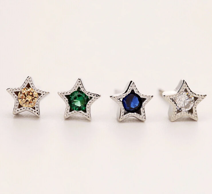 stars 100% 925 Sterling silver Jewelry fashion Hypoallergenic Stud earrings  for women gift