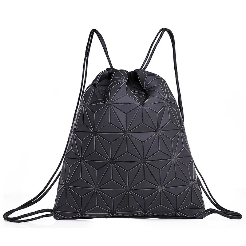 

2019 Luminous Drawstring Backpack Women Backpacks Holographic Female Small Geometric Backpack For Teenage Girls Rucksack mochila