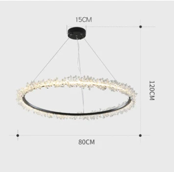 Светодиодный железные в стиле постмодерн Кристальное кольцо черная прозрачная люстра освещение Lamparas де Techo подвесной светильник для фойе - Цвет абажура: Dia80cm  56w