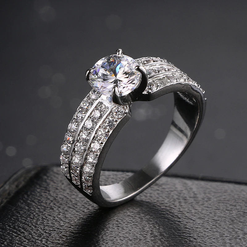 

Emmaya Romantic Charming High Quality Zircon Women Finger Ring Real White Gold Color Crystal Ring Wedding Gift