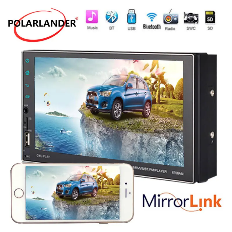 Bluetooth Touch Screen Wireless GPS Support USB U Disk Car Radio 7 Inch 2DIN MP5 FM Stereo HD AUX Audio Input Android Navigation