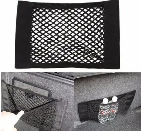 

New Car Back Rear Trunk Seat Elastic String Net Mesh Storage Bag Pocket Cage Auto Organizer Seat Back Bag 40*25cm Fit For BMW