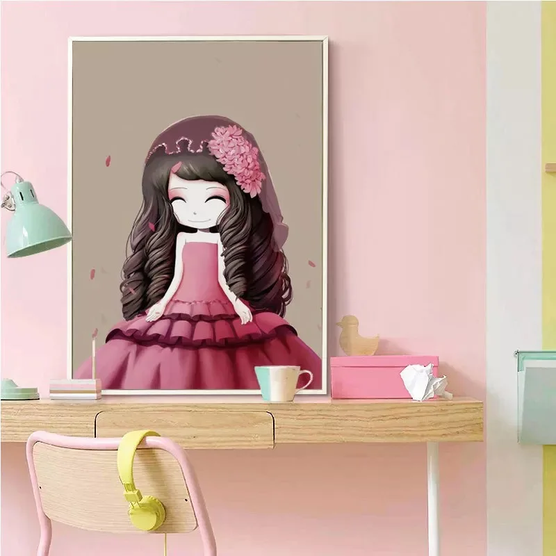 Cartoon Doll Wall Art Nordic Poster Pictures Canvas Painting For Living Room Baby Girl Room Home Decor Nursery Gift Unframed