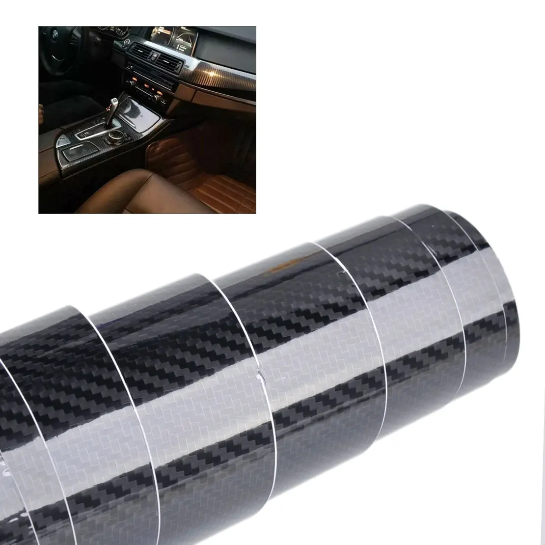 

DWCX Car Styling 5D Carbon Fiber Texture Black Glossy Wrap Sticker Film Decal Roll DIY Decor for VW BMW Mazda Hyundai Honda