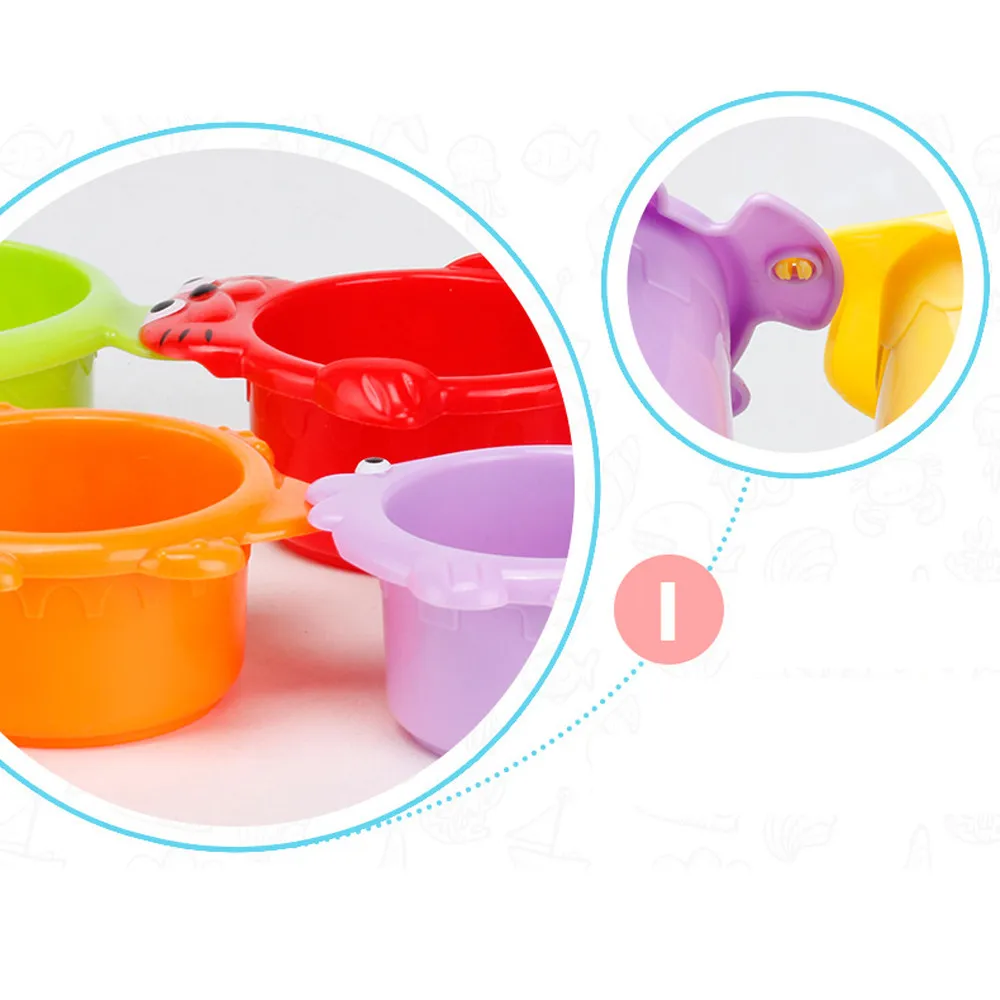 Забавные стопки чашки пирамида из чашек Дети Детская игрушка для ванны укладки ворс башня чашки для счета Ванна пластиковая игрушка для