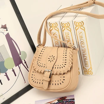 

Women Faux Leather Small Handbag Girl Cute Mini Hollow Messenger Crossbody Bags for Women 2018 Shoulder Bag Purse