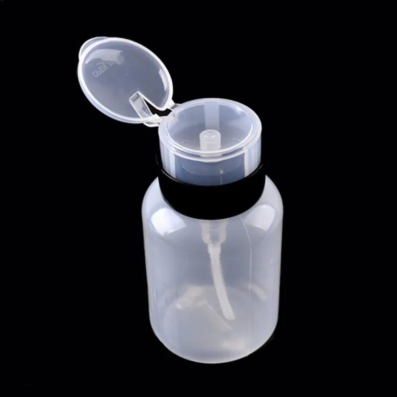 Дорожный прозрачный с черным 1 шт./лот пластиковый диспенсер для снятия лака для ногтей многоразовые бутылки 210 мл прессованный насос бутылка-спрей