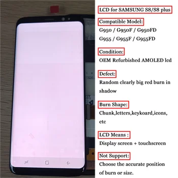 

ORIGINAL 5.8''Big Burn-Shadow S8 LCD frame for SAMSUNG Galaxy S8 G950F Display 6.2'' S8 Plus G955 G955F Touch Screen Digitizer