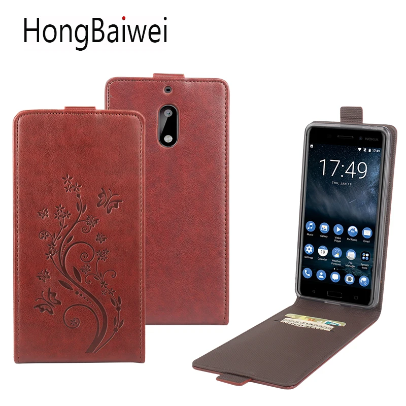 

HongBaiwei for Nokia 6 Case Leather Printed Flower Flip Luxury Wallet Phone Case Cover for Nokia 6