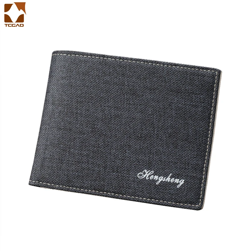 Hot Selling wallet Mens Short Denim Fabric Wallet Best Soft Canvas Purse Bifold Fashion Ultra ...