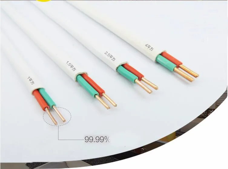 Электрические провода, кабель bvvb два ядра медь оболочка шнур 2*1.5 квадратных Мощность провод белый плоский 20 метров