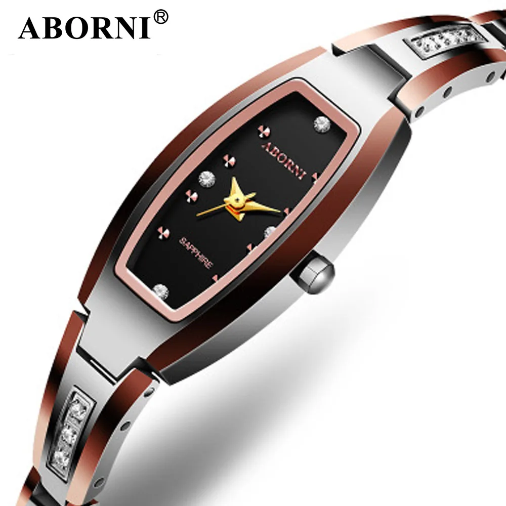 

ABORNI Luxury Women's Watches Tungsten Steel Creative Diamand Bracelet Lady Watch Rose Gold Fashion Casual Female Wristwatch