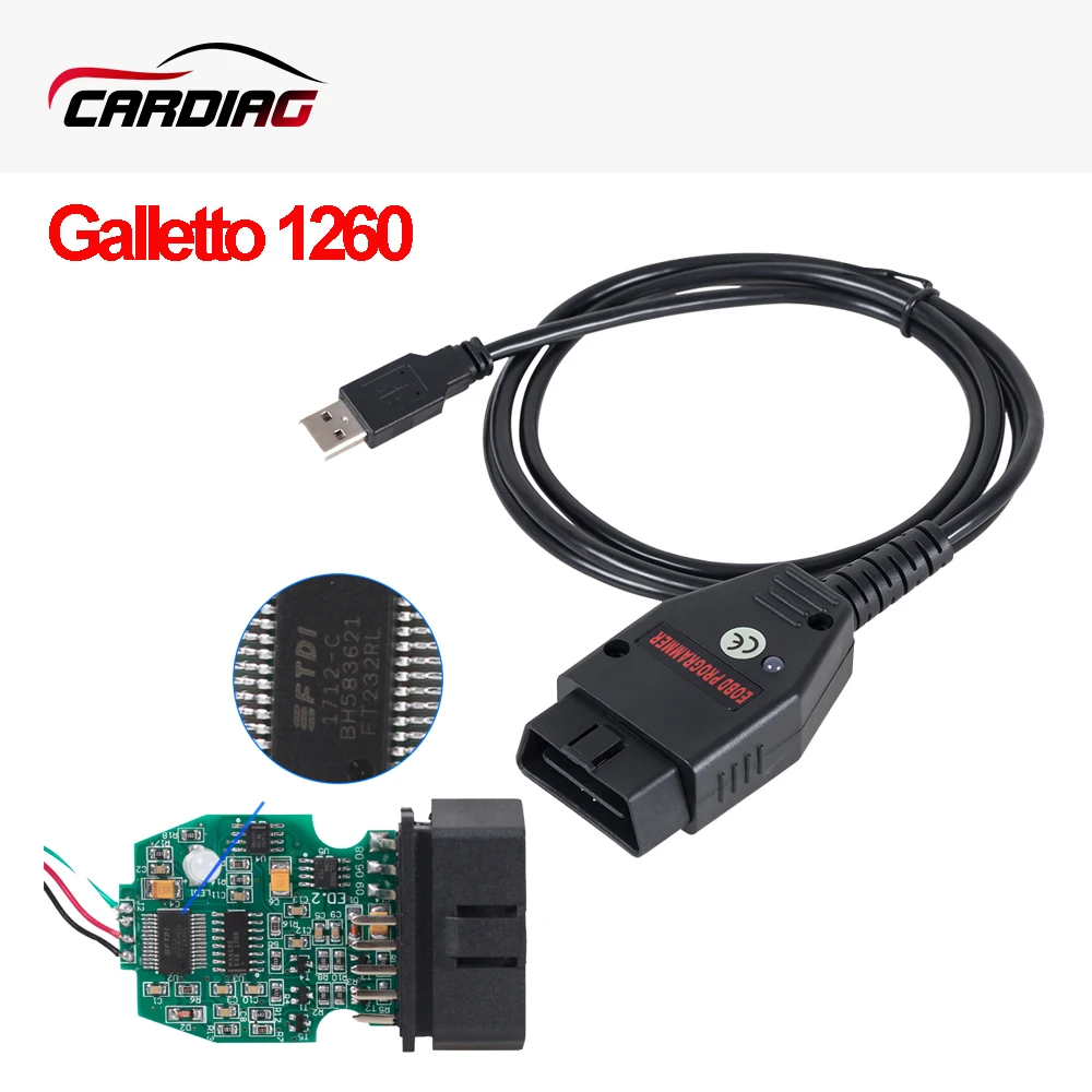 2018 Galletto 1260 ECU Chip Tuning Tool EOBD/OBD2/OBDII Flasher Galletto 1260 ECU Flasher with FTDI FT232RL obd Diagnostic tool