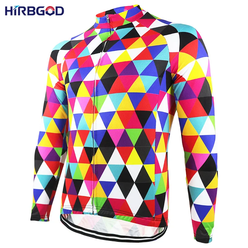 HIRBGOD стильные разноцветные треугольные мужские майки для велоспорта с длинным рукавом, одежда для спорта на открытом воздухе, велосипедная рубашка, Apparel-NR150 - Цвет: NR150