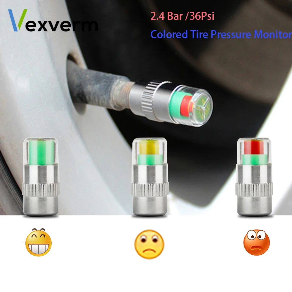 Vexverm 4PCS 2.4Bar 36PSI Car Auto Tire Pressure Monitor Valve Stem Caps Sensor Indicator Eye Alert Diagnostic Tools Kit Vexverm 4PCS 2.4Bar 36PSI Car Auto Tire Pressure Monitor Valve Stem Caps Sensor Indicator Eye Alert Diagnostic Tools Kit