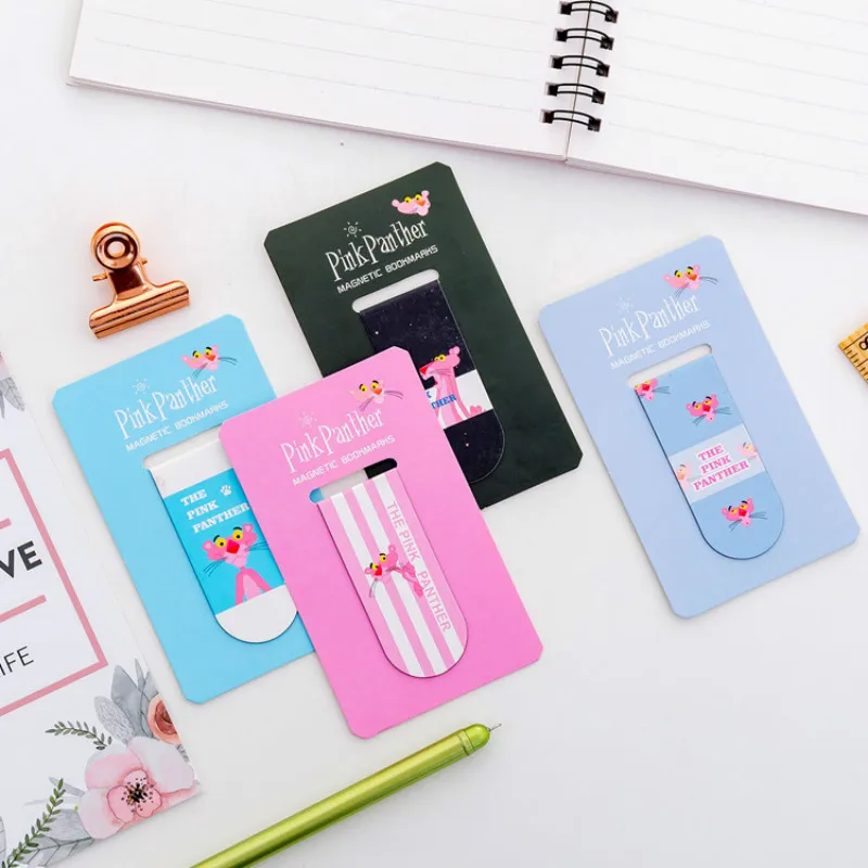 MUGEZI милый мультфильм небольшой прозрачный розовый леопард BookmarkPaper clipCreative fun клипы студент label мини книга папку flip Book