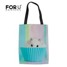 FORUDESIGNS Складная Холщовая Сумка для покупок с милым принтом хомяка многоразовая сумка-тоут сумки для утилизации дорожный мешочек для хранения