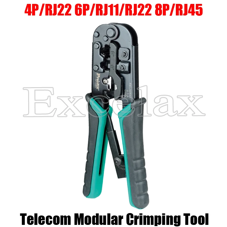  4P 6P 8P RJ45 RJ12 RJ11 Telecom Crimping Tool Network Telephone Cable Modular Ratchet Stripper Plier Crimper Pro'sKit CP-376TR 