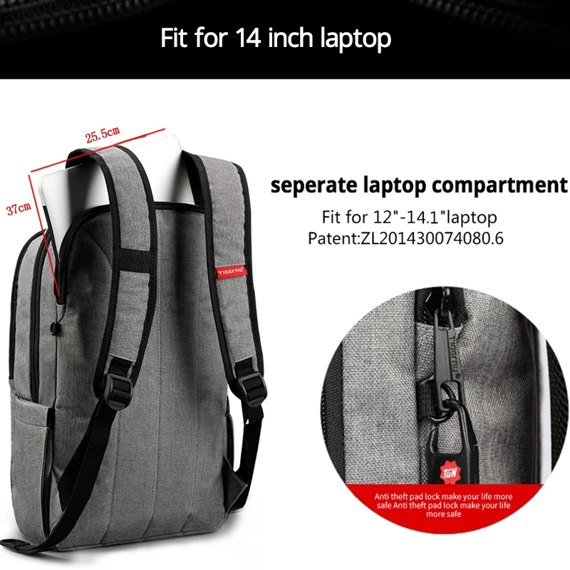  Tigernu Men's Backpacks Anti-thief Male Mochila for Laptop 14-15 Inch Notebook Computer Bags Men Ba - 32417777971