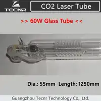60 วัตต์ CO2 แก้ว laser หลอด 1250 มิลลิเมตรเส้นผ่านศูนย์กลาง 55 มิลลิเมตรสำหรับ CO2 เลเซอร์แกะสลักเครื่อง