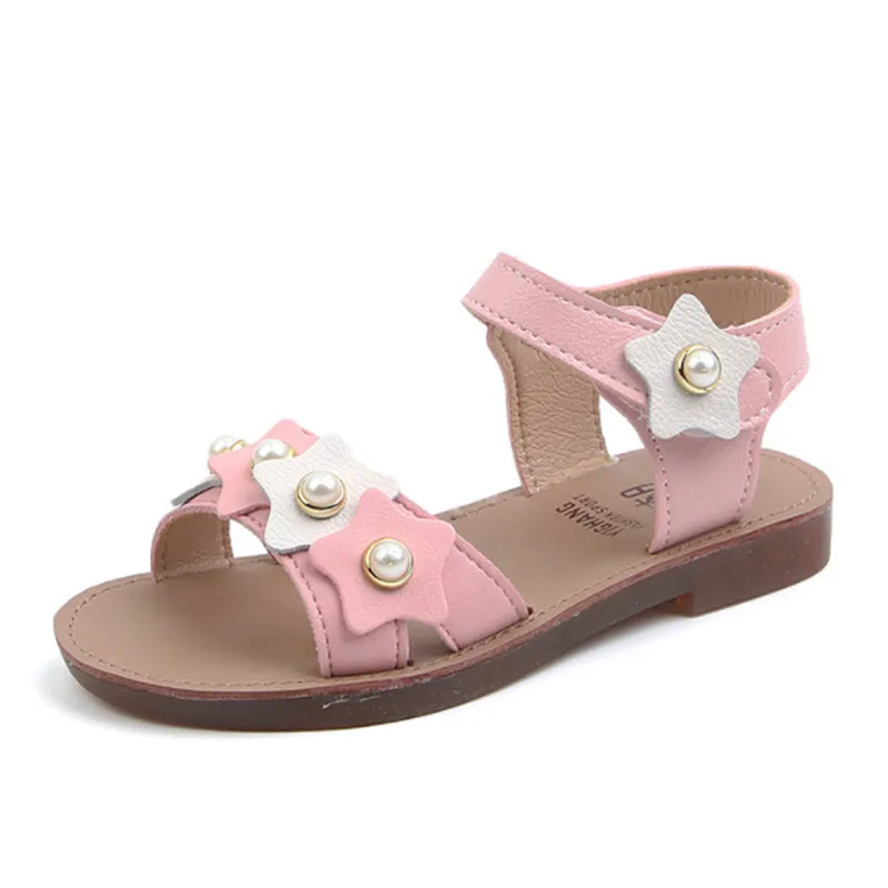 Xinfstreet/летние сандалии для маленьких девочек г. милая детская обувь для принцессы со звездами пляжные сандалии для младенцев с открытым носком для девочек Размеры 21-30