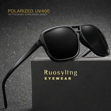 Ruosyling UV 400 Polarized Men Sunglasses Square Driving Fashing Vintage Sunglasses Retro Luxury Brand Matte 80s Sunglasses