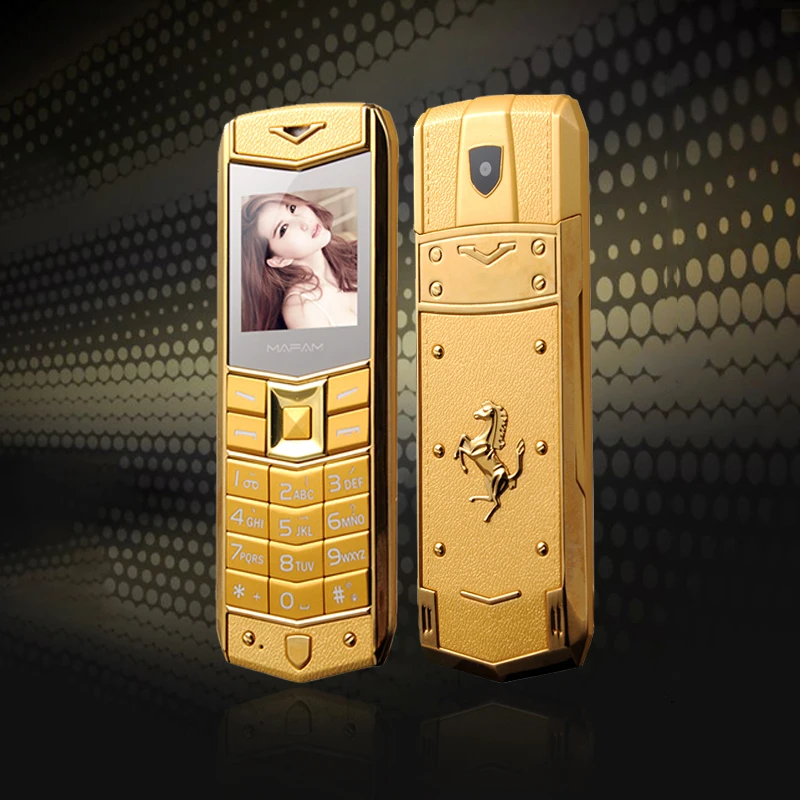 MAFAM A8 мобильный телефон с двумя sim-картами роскошный металлический и кожаным