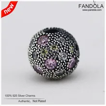 Подходит браслет Pandora из стерлингового серебра 925 пробы бледно-розовый CZ Cosmic Star шармы из стерлингового серебра для изготовления ювелирных изделий Berloque