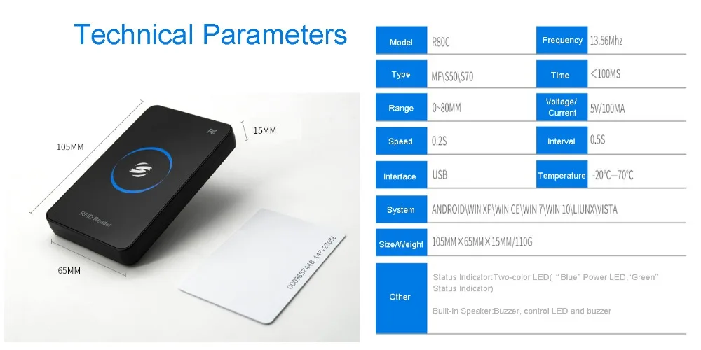 RFID IC кард-ридер R80C VIP управление членом HF 13,56 МГц подходит для S50 S70 чип USB интерфейс Android windows метки nfc