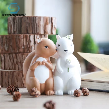 

Strongwell Animal Doll Couple Figurines Resin Figure for Home Decoration Gift Families Toy Children Cute