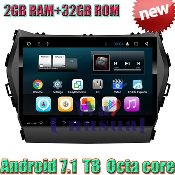 

WANUSUAL 9" Octa Core 32G 2G RAM Android 7.1 GPS Navigation Media Player For Hyundai Santafe 2013 With GPS BT WIFI 1024*600 Maps
