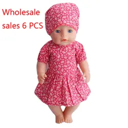 Оптовая Продажа Одежда для кукол красный платье с принтом для девочек + платок Игрушка аксессуары подходят 43 см Детские куклы и 18 дюймов