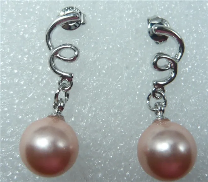 

Free shipping@@ Gift - natural sallei nanyang pearl pink 10mm shell bead drop earring frontline investigateddiffraction