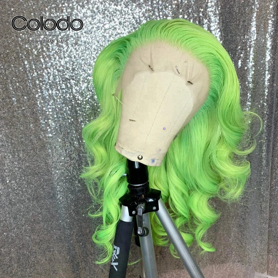 COLODO preprucked серый цвет 13х6 кружева фронта человеческих волос парики Glueless Remy