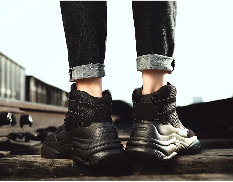 Men's Trainers Chunky Sneakers Dad Shoes High Platform Black Shoes Mens Sneakers Mesh Footwear Men Platform Sneakers High Top basketball shoes (10)
