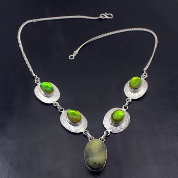 

Hermosa Elegant Unique Natural JasperTopaz Silver Color Necklace Women Chain Necklace 20 Inch A275