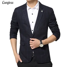 Модный брендовый Классический Клетчатый деловой пиджак для мужчин приталенный Блейзер элегантный роскошный английский стиль мужской s свадебный пиджак