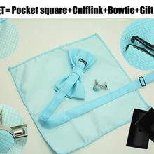 Для Взрослых Свадебные модные мятно зеленый галстук бабочка с карманом Прямоугольные Запонки и Подарочная коробка 1 компл