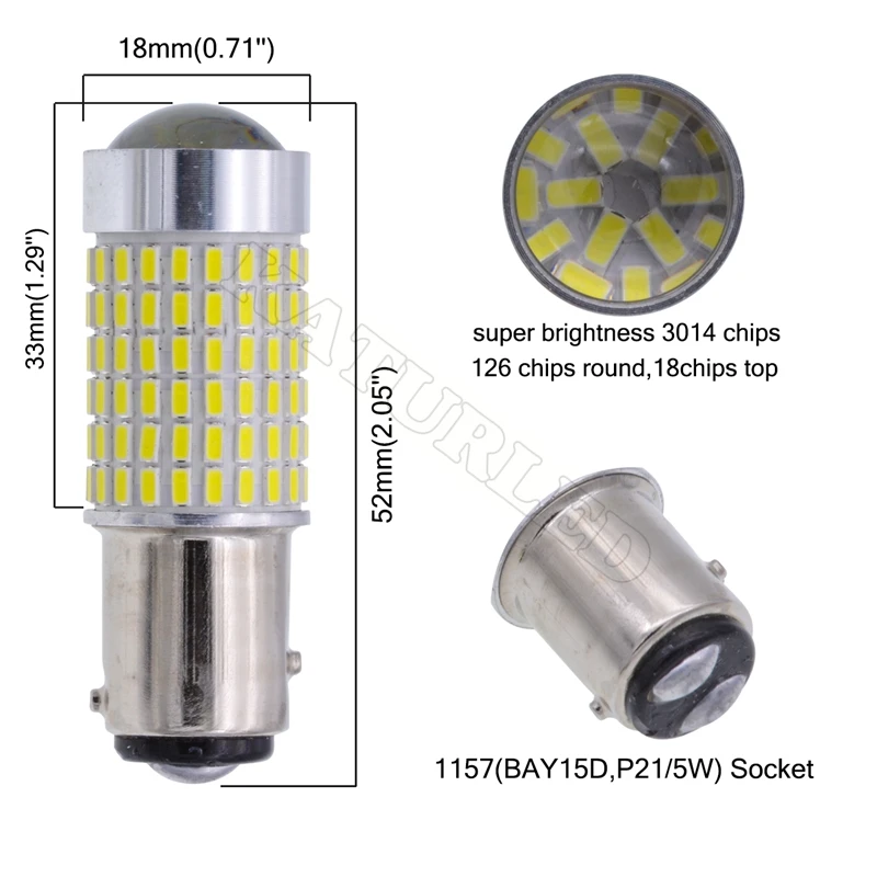 1 шт. 1157 BAY15D 1500 люмен чрезвычайно яркие 144 чипсеты P21/5 Вт 1016 светодиодный лампы с проектором для тормозной светильник, 6000K ксенон белый