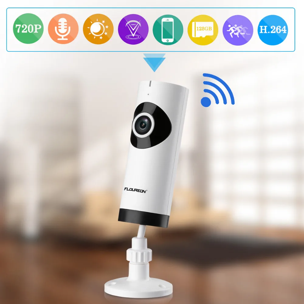 

FLOUREON 720P HD Wireless IP Camera WIFI Surveillance CCTV Security Camera Two-way audio Baby Monitor Fish Eye IP camera