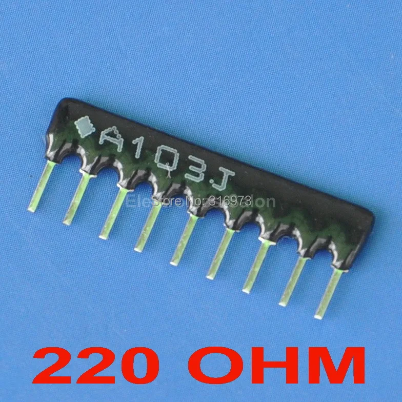 ( 200 pcs/lot ) 220 OHM Thick Film Network Array Resistor, SIP 9 Bussed